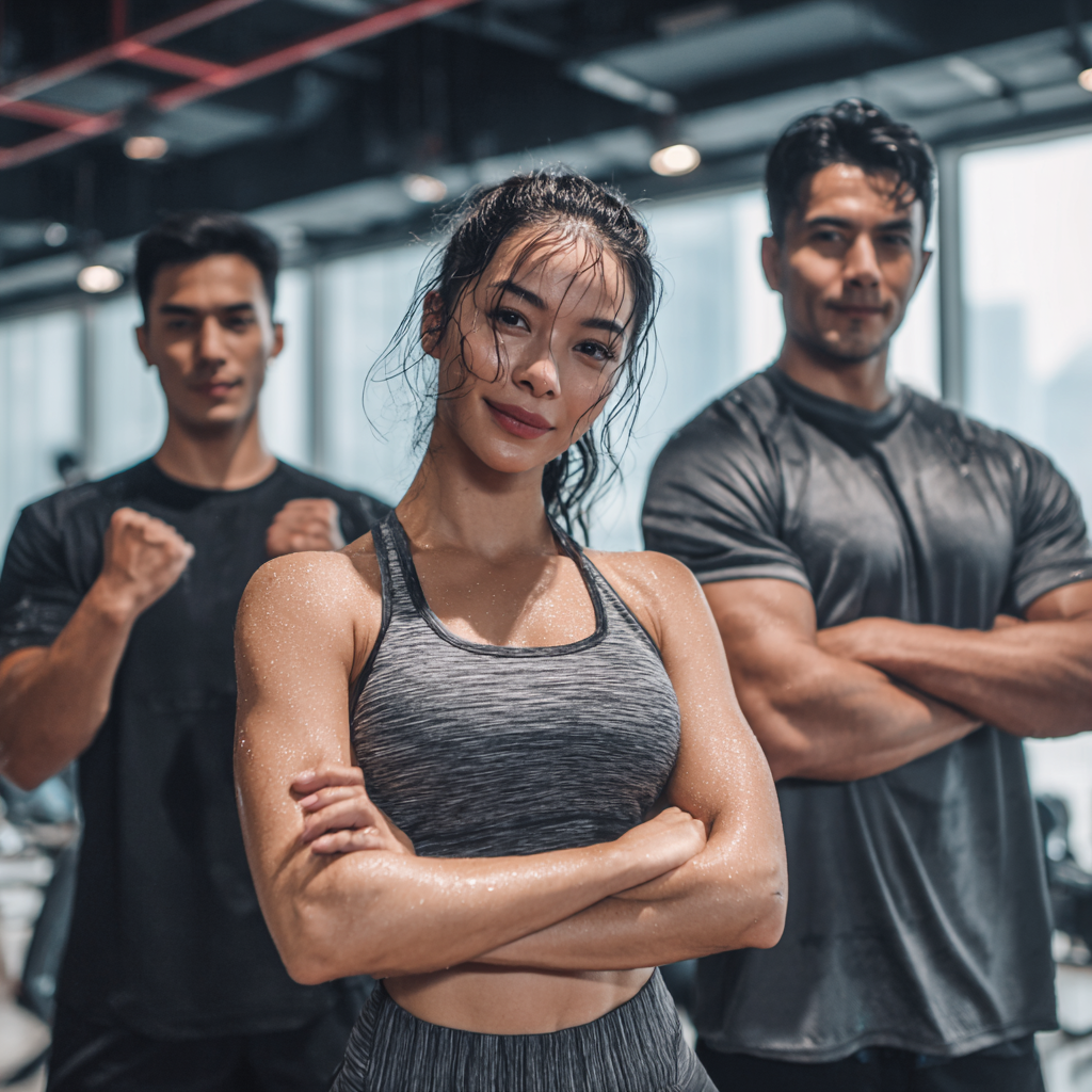 Diverse group of smiling Uzbek adults of various ages actively moving and exercising together, representing movement as a foundation of healthy lifestyle